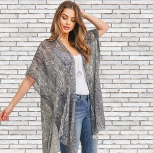 Gray Print Poncho